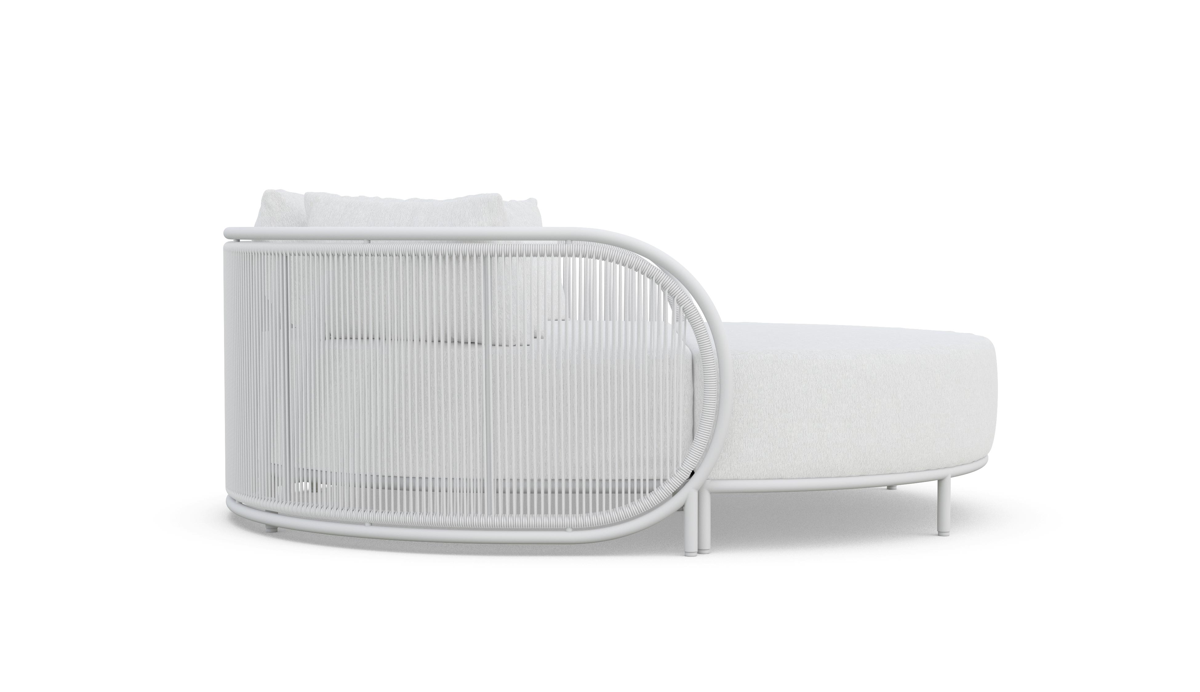 Azzurro Living Kamari Day Bed With Matte White Aluminum Frame And White Mist All-Weather Texteline Rope