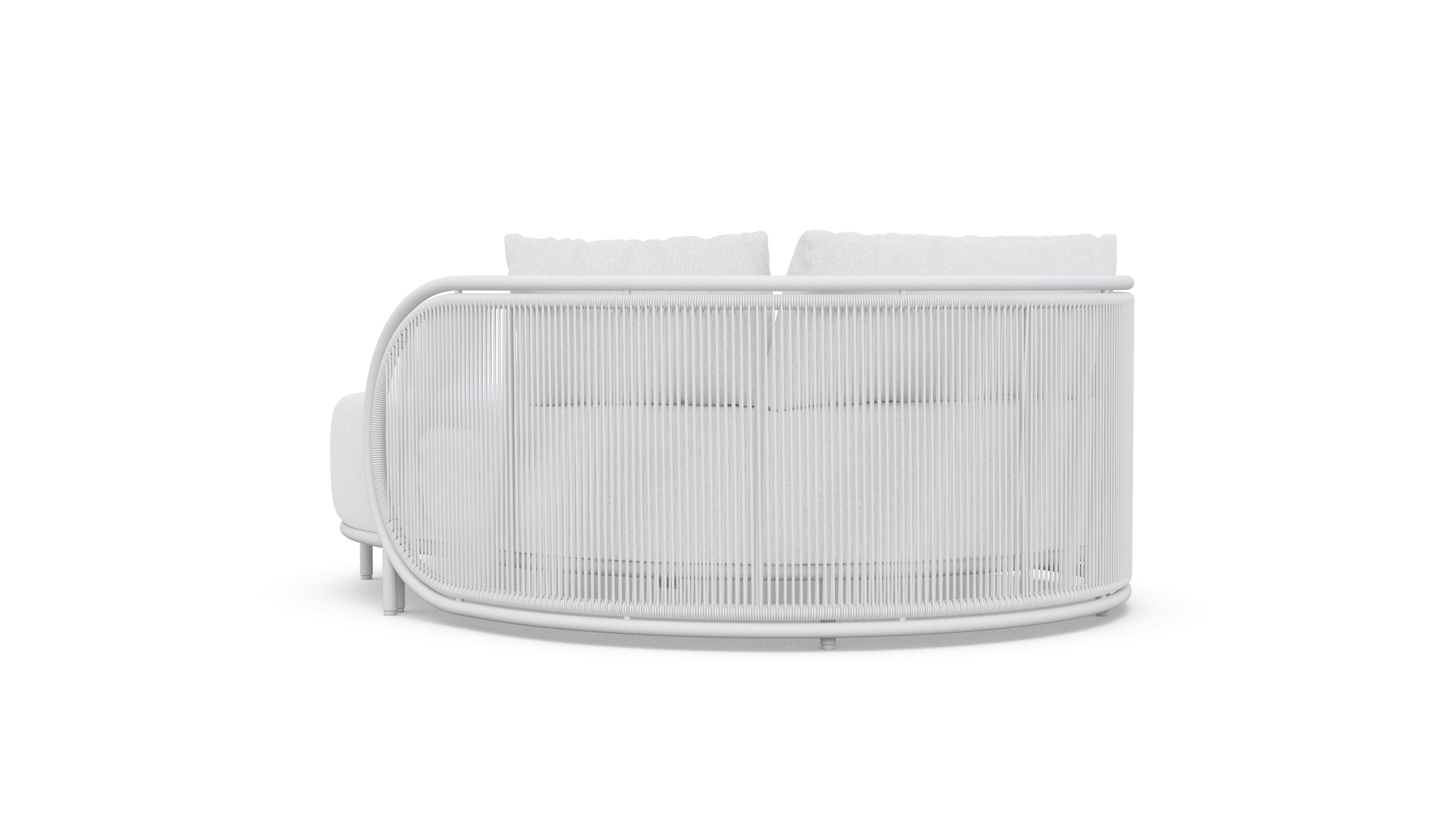 Azzurro Living Kamari Day Bed With Matte White Aluminum Frame And White Mist All-Weather Texteline Rope