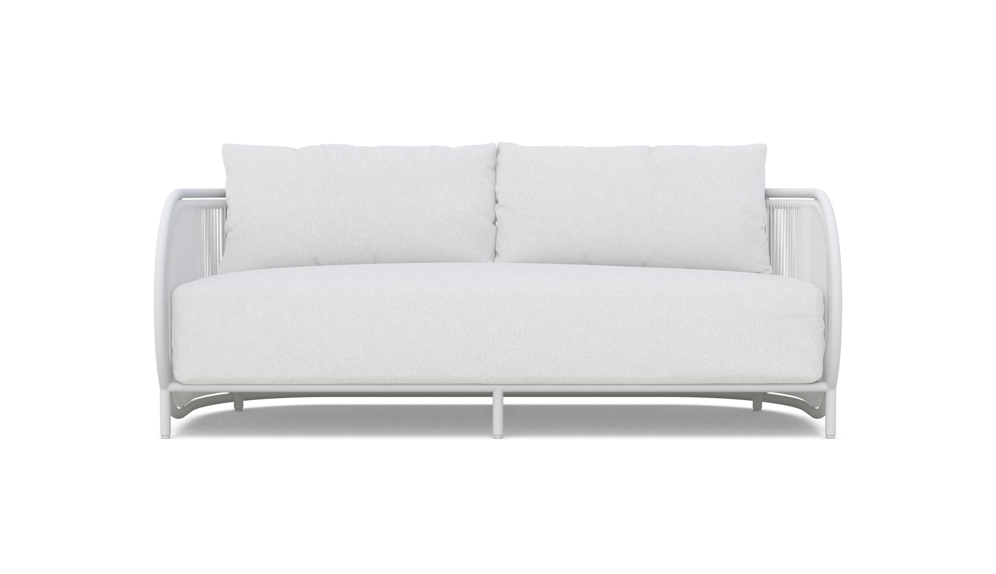 Azzurro Living Kamari 3 Seat Sofa With Matte White Aluminum Frame And White Mist All-Weather Texteline Rope