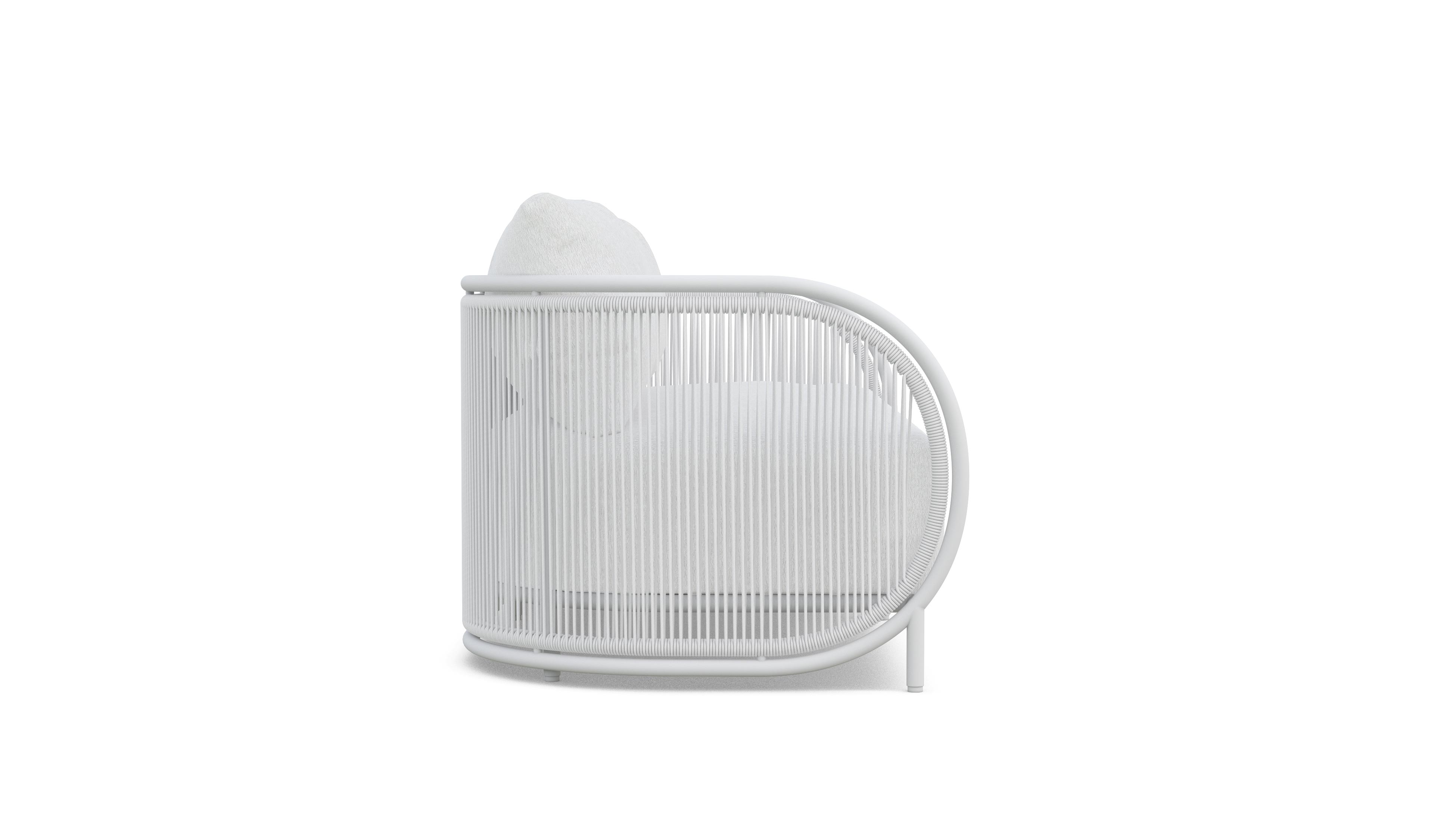 Azzurro Living Kamari 3 Seat Sofa With Matte White Aluminum Frame And White Mist All-Weather Texteline Rope