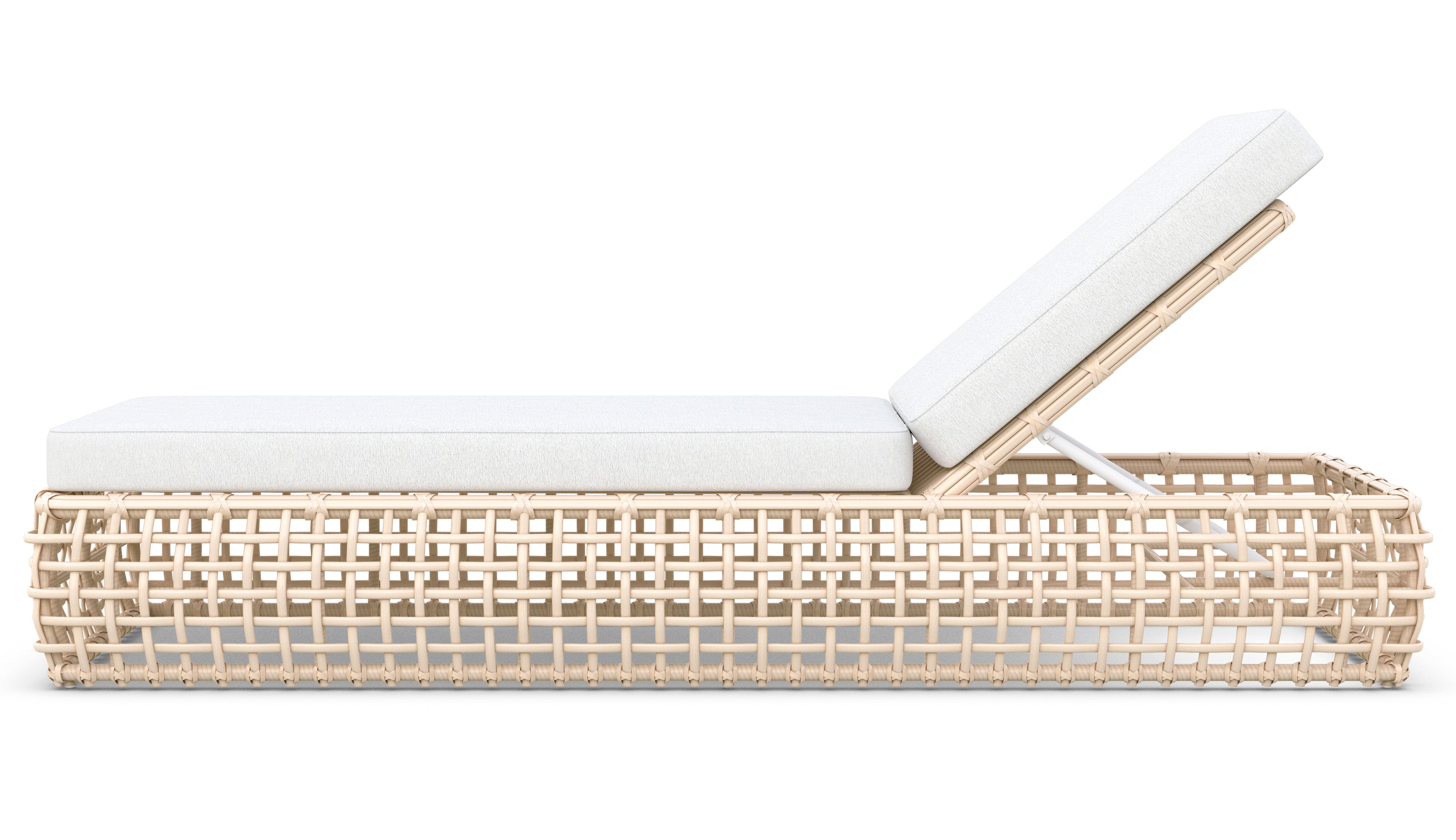 Azzurro Living Kiawah Lounge Chair With Matte White Aluminum Frame And Almond All-Weather Wicker