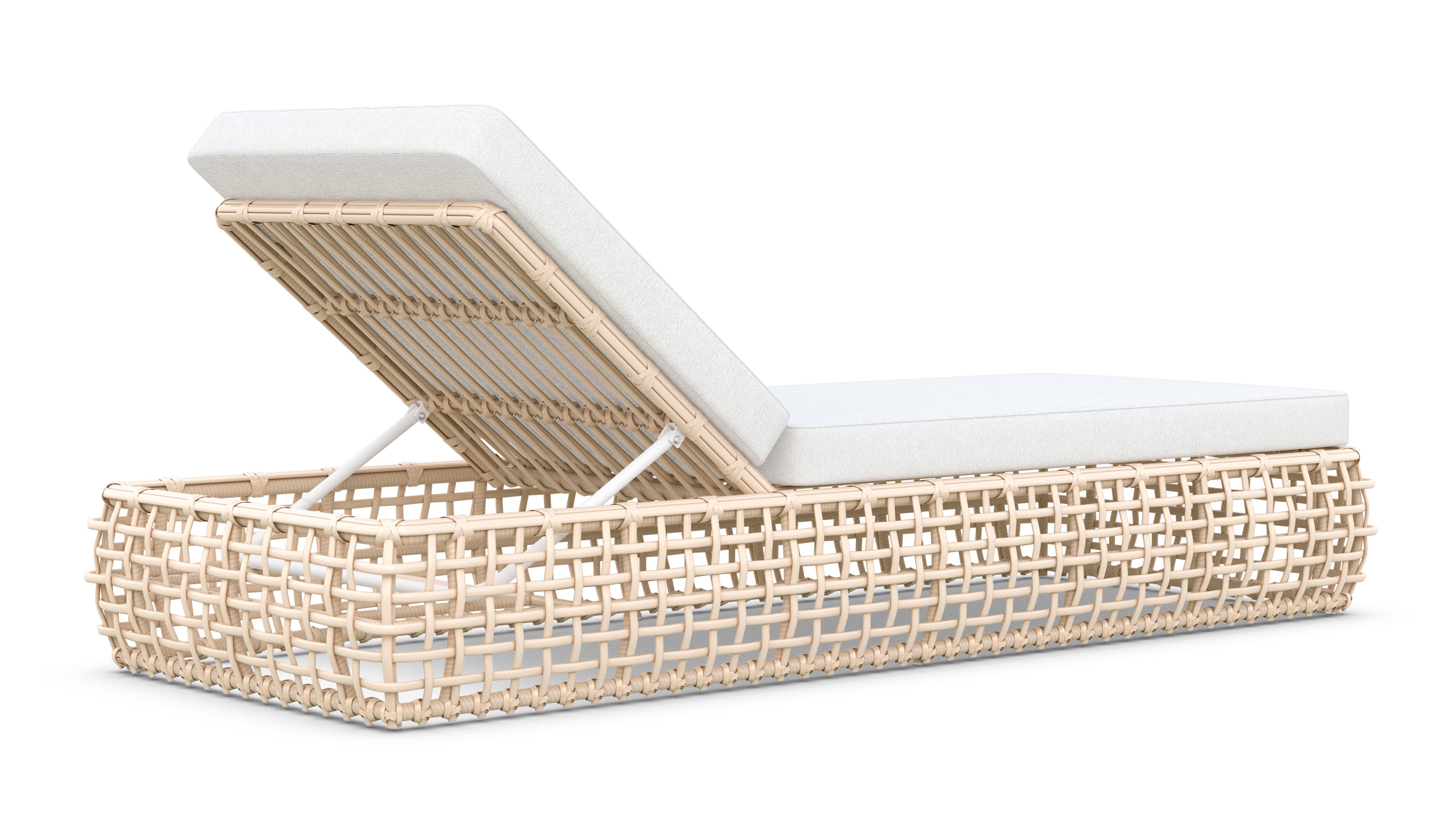 Azzurro Living Kiawah Lounge Chair With Matte White Aluminum Frame And Almond All-Weather Wicker
