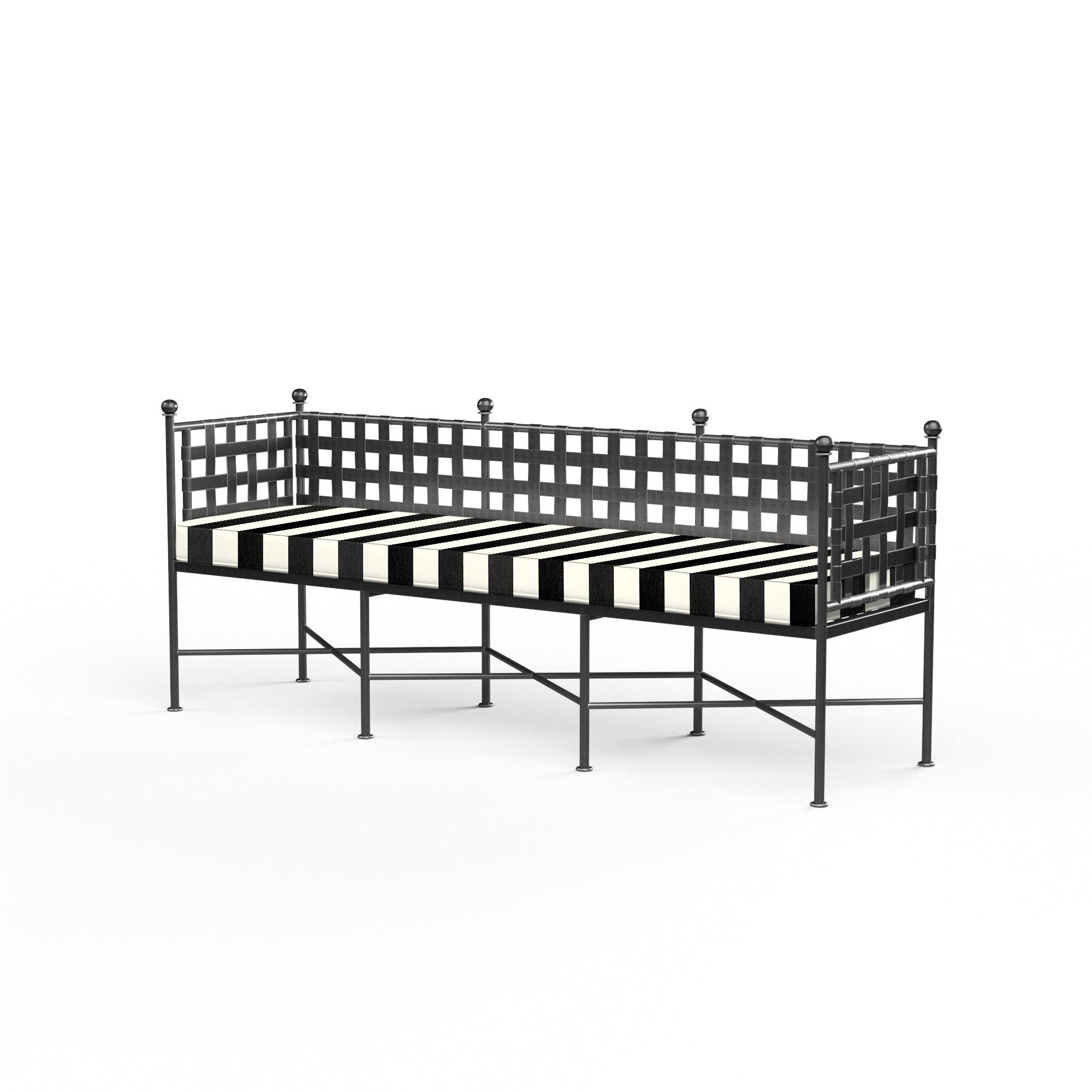 Sunset West Provence Wrought Iron Garden Bench with Cushion