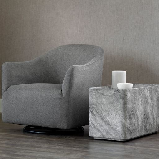 Sunpan Liza Side Table White / Marble-Look Grey