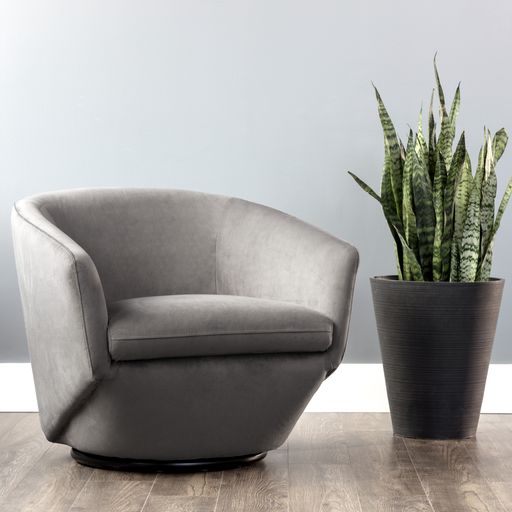 Sunpan Treviso Swivel Lounge Chair in Antonio Charcoal/Bravo Cream/Metropolis Blue