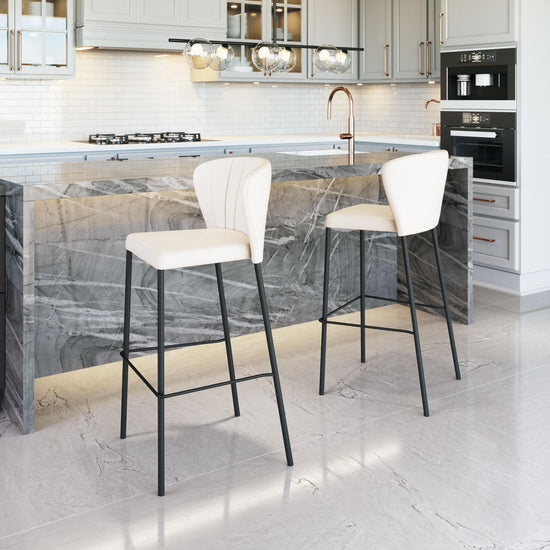 Zuo Modern Linz Barstool in Cream/Gray