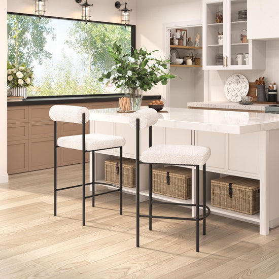 Zuo Modern Livorno Counter Stool in Ivory/Red & Bronze