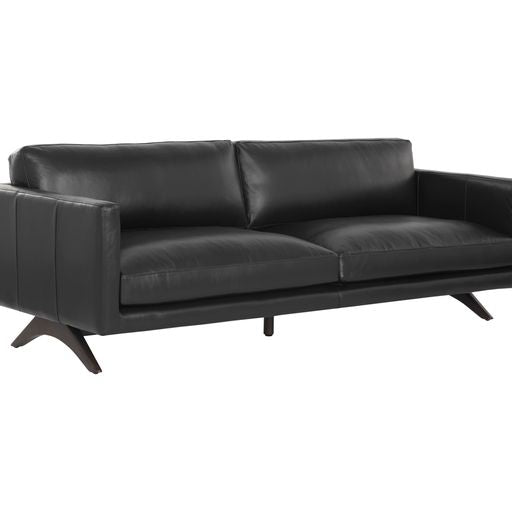 Sunpan Rogers Sofa Cortina Black / Cortina Ink / Shalimar Tobacco Leather