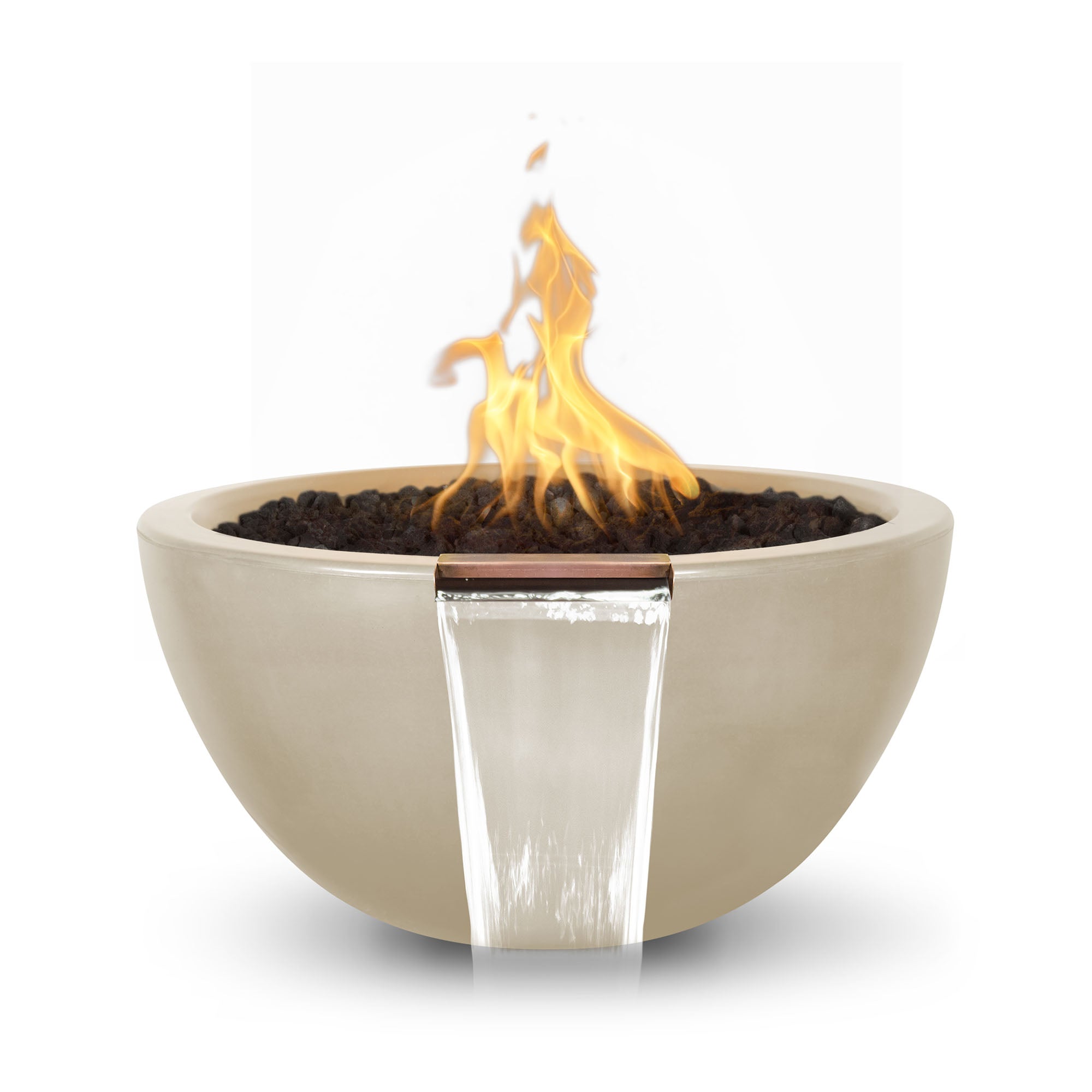 The Outdoor Plus Luna GFRC Fire & Water Bowl, Liquid Propane, 30", Java, Luna, GFRC, Outdoor