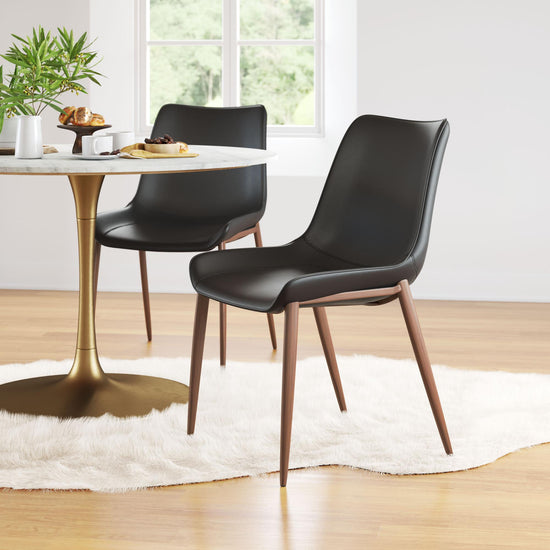 Zuo Modern Magnus Dining Chair in Black & Walnut/Gray & Walnut
