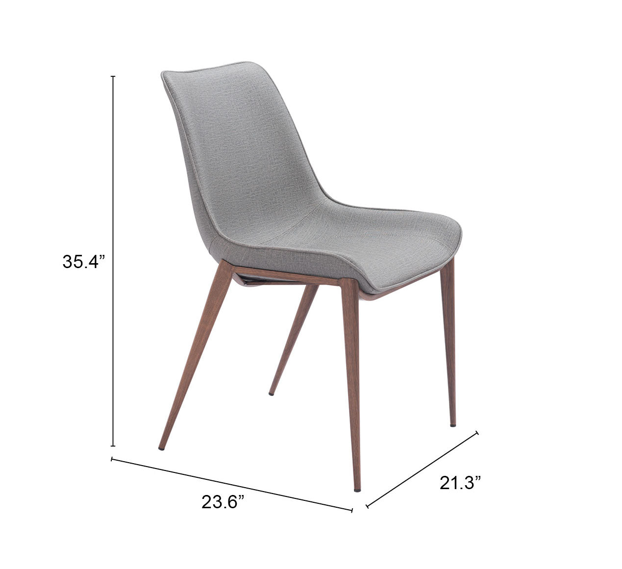 Zuo Modern Magnus Dining Chair in Black & Walnut/Gray & Walnut