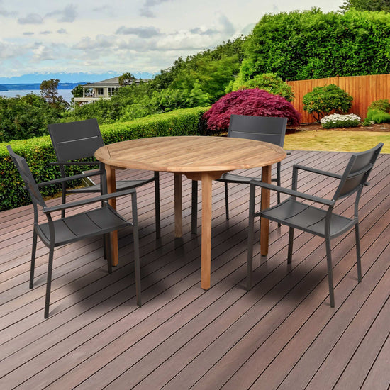 International Home Miami Amazonia Koningsdam 5 Piece Teak Round Patio Dining Set