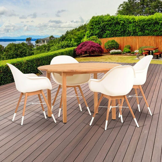 International Home Miami Amazonia Charlotte 5 Piece Teak Round Patio Dining Set