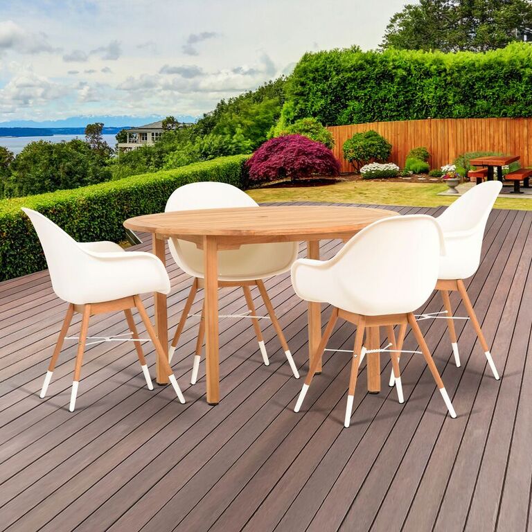 International Home Miami Amazonia Charlotte 5 Piece Teak Round Patio Dining Set