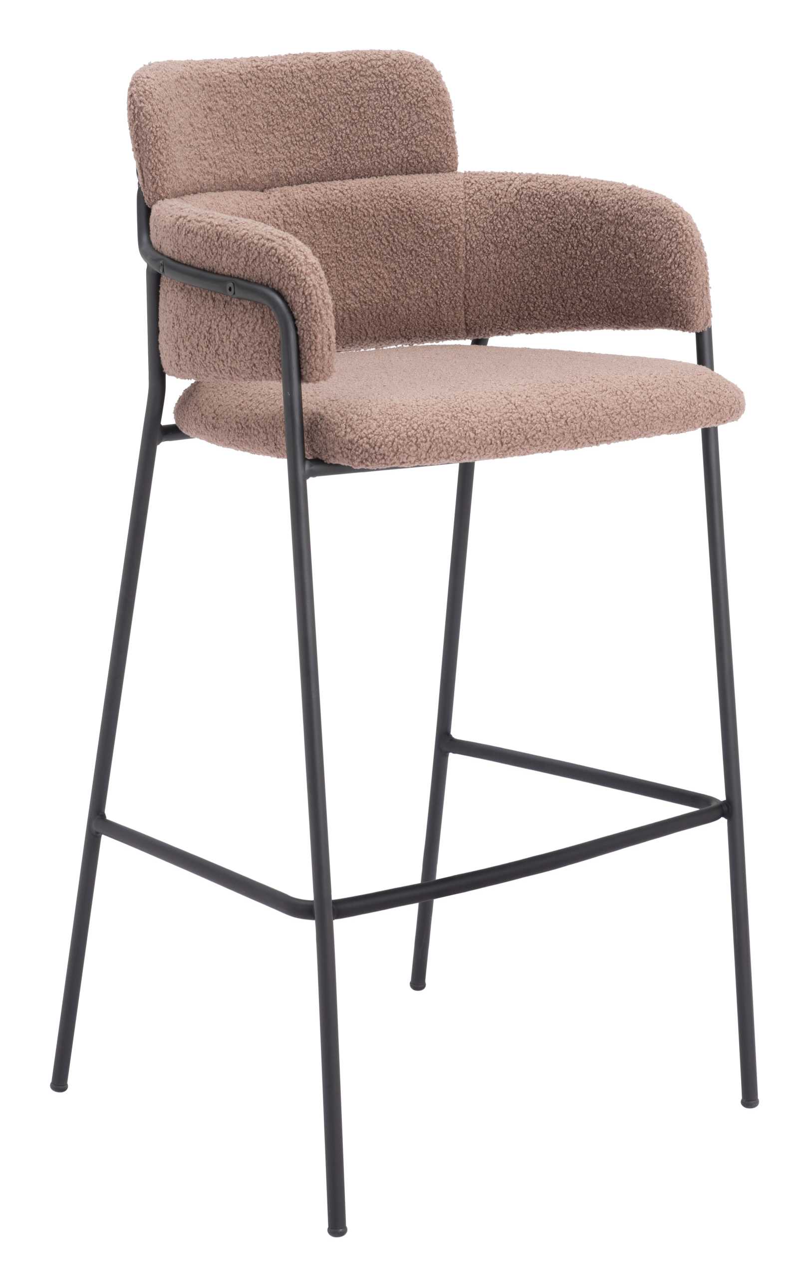 Zuo Modern Marcel Barstool in Cream/Brown