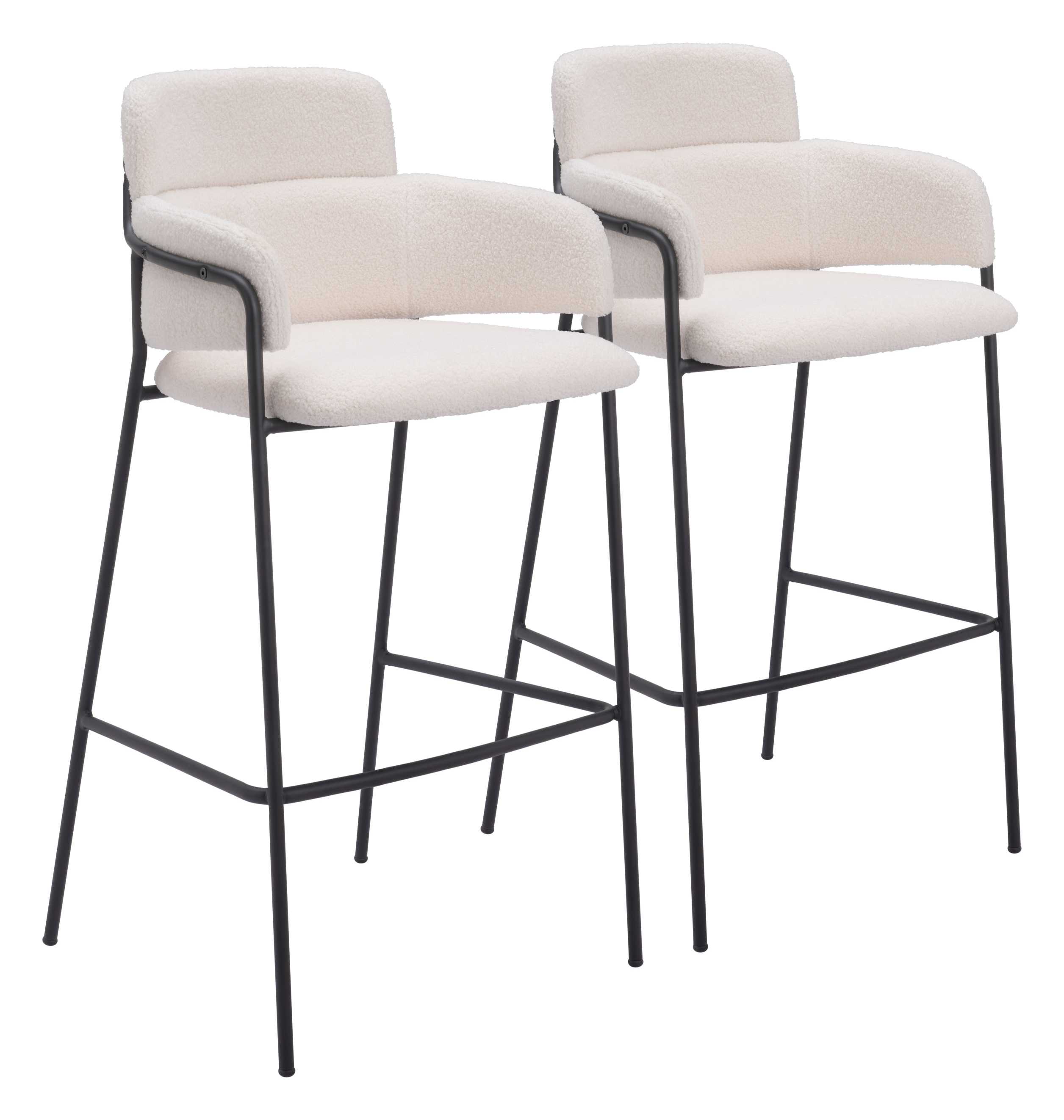 Zuo Modern Marcel Barstool in Cream/Brown
