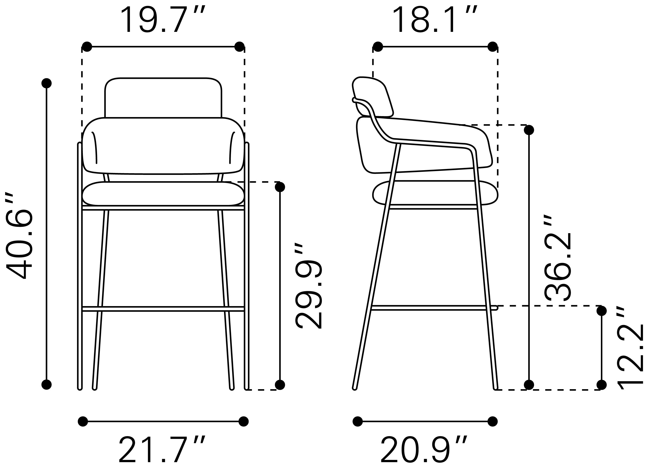 Zuo Modern Marcel Barstool in Cream/Brown