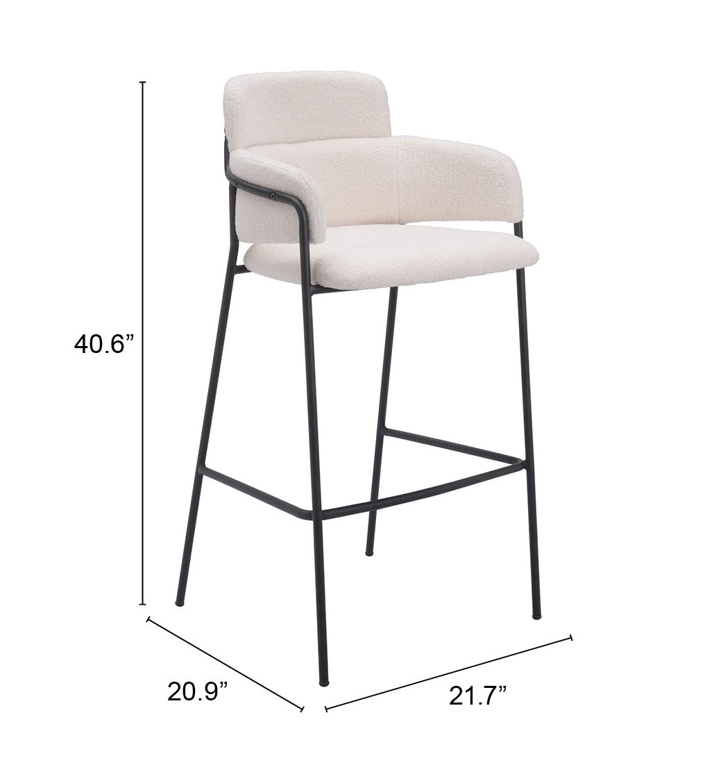Zuo Modern Marcel Barstool in Cream/Brown