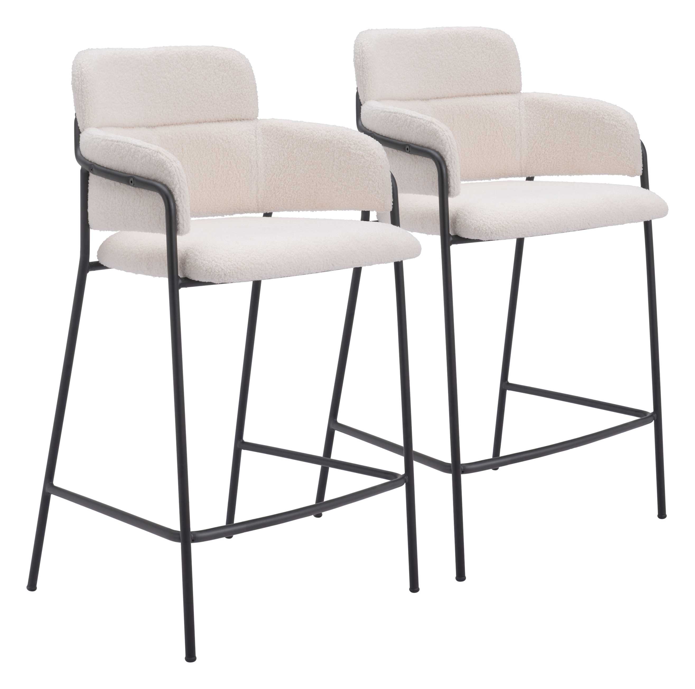 Zuo Modern Marcel Counter Stool in Cream/Brown