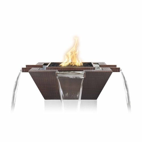 The Outdoor Plus Maya Hammered Copper Fire & Water Bowl - 4-Way Spill