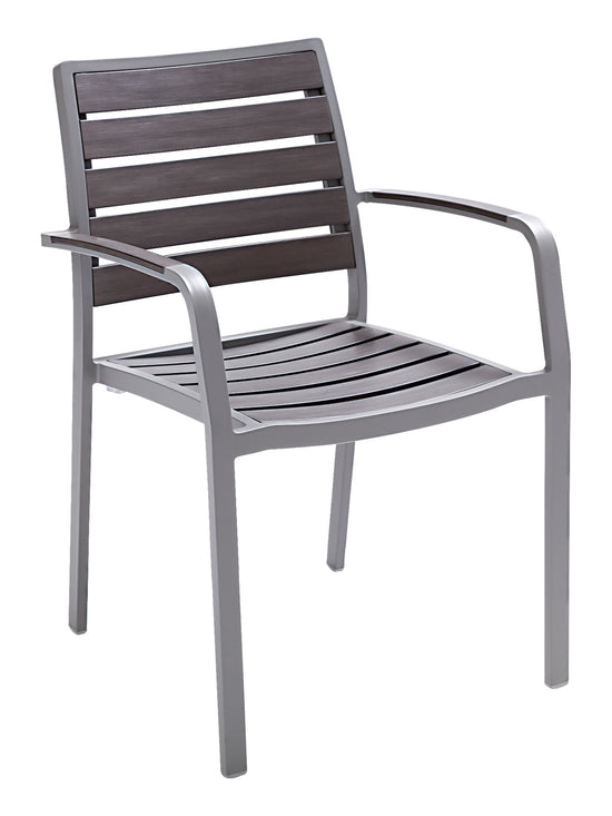 Florida Seating Aluminum Arm Chair with Faux Teak Back and Seat - AL-5700A