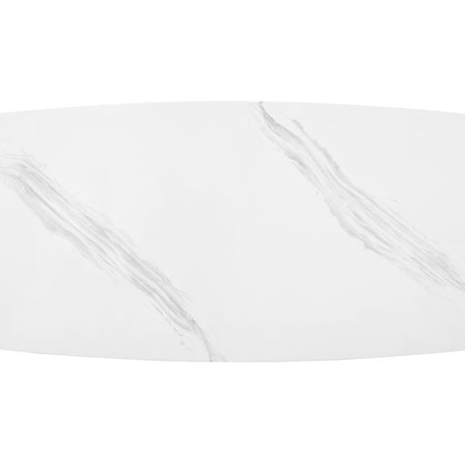 Sunpan Kali Dining Table 70.5" in Black - Grey Marble / Pale Honey - White Marble