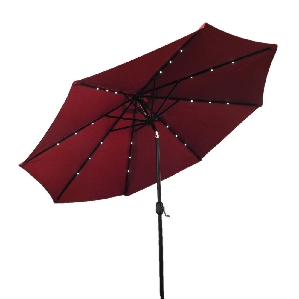 AZ Patio Heaters Solar Market Umbrella with LED Lights in Red / Tan