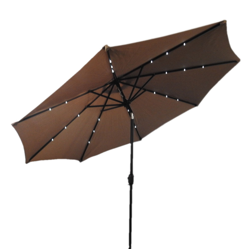AZ Patio Heaters Solar Market Umbrella with LED Lights in Red / Tan