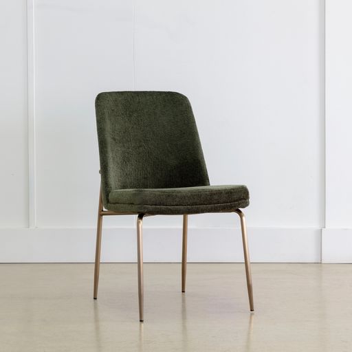 Sunpan Zeke Dining Chair Antique Brass in Bergen Ivory / Bergen Olive