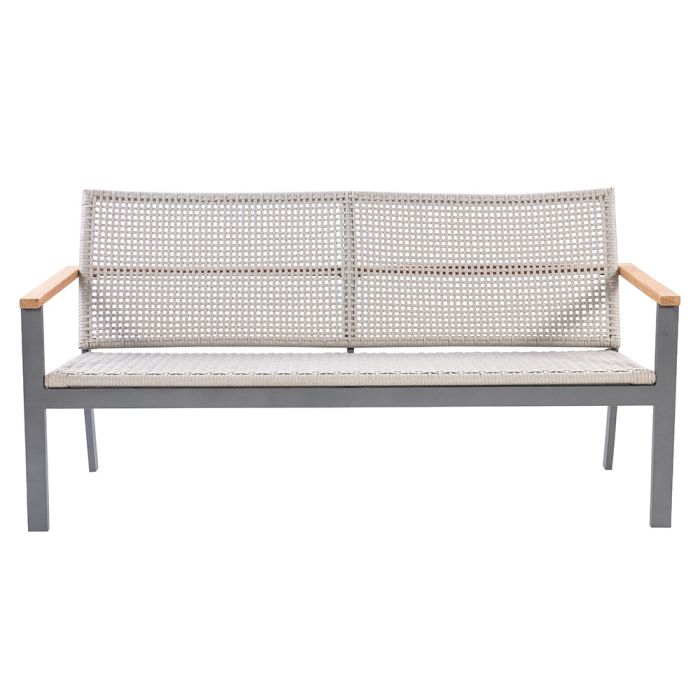 Royal Teak Naples Sofa Charcoal Aluminum and Rope