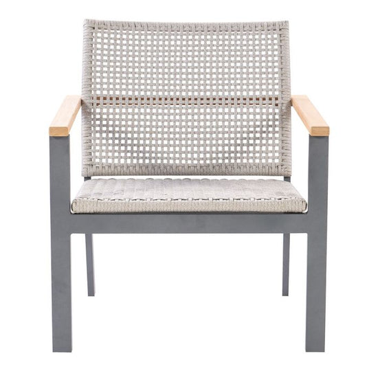 Royal Teak Naples Club Chair Charcoal Aluminum and Rope