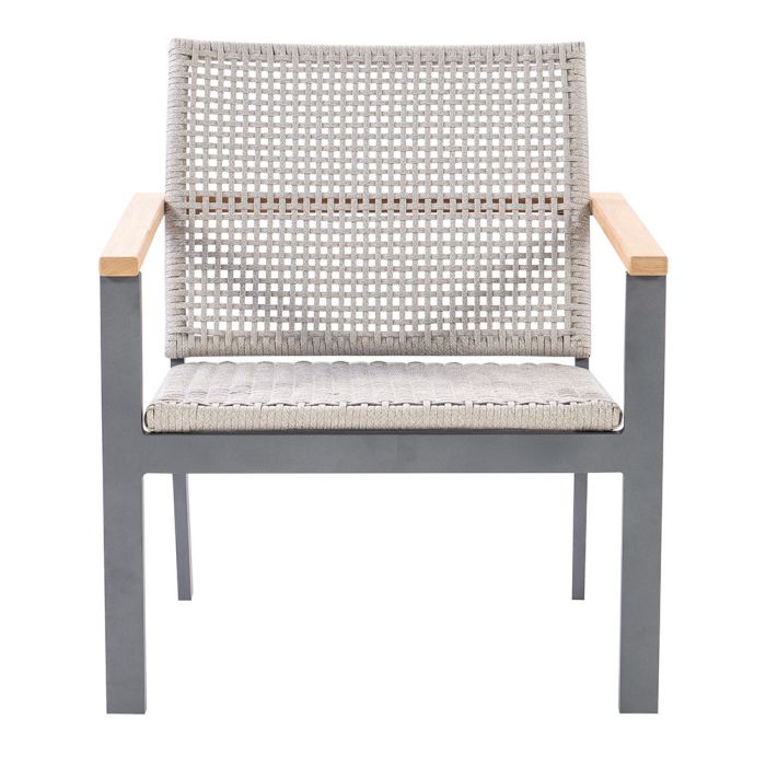 Royal Teak Naples Club Chair Charcoal Aluminum and Rope
