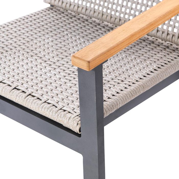 Royal Teak Naples Club Chair Charcoal Aluminum and Rope