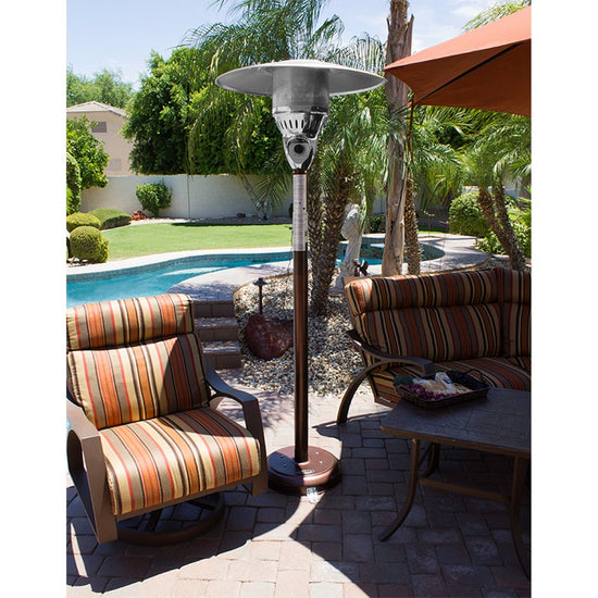 AZ Patio Heaters Outdoor Natural Gas Patio Heater in Hammered Bronze / Stainless Steel