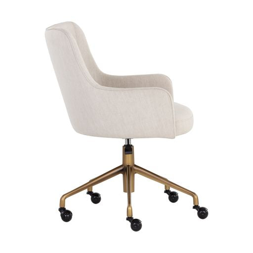 Sunpan Franklin Office Chair - Beige Linen / Vintage Black