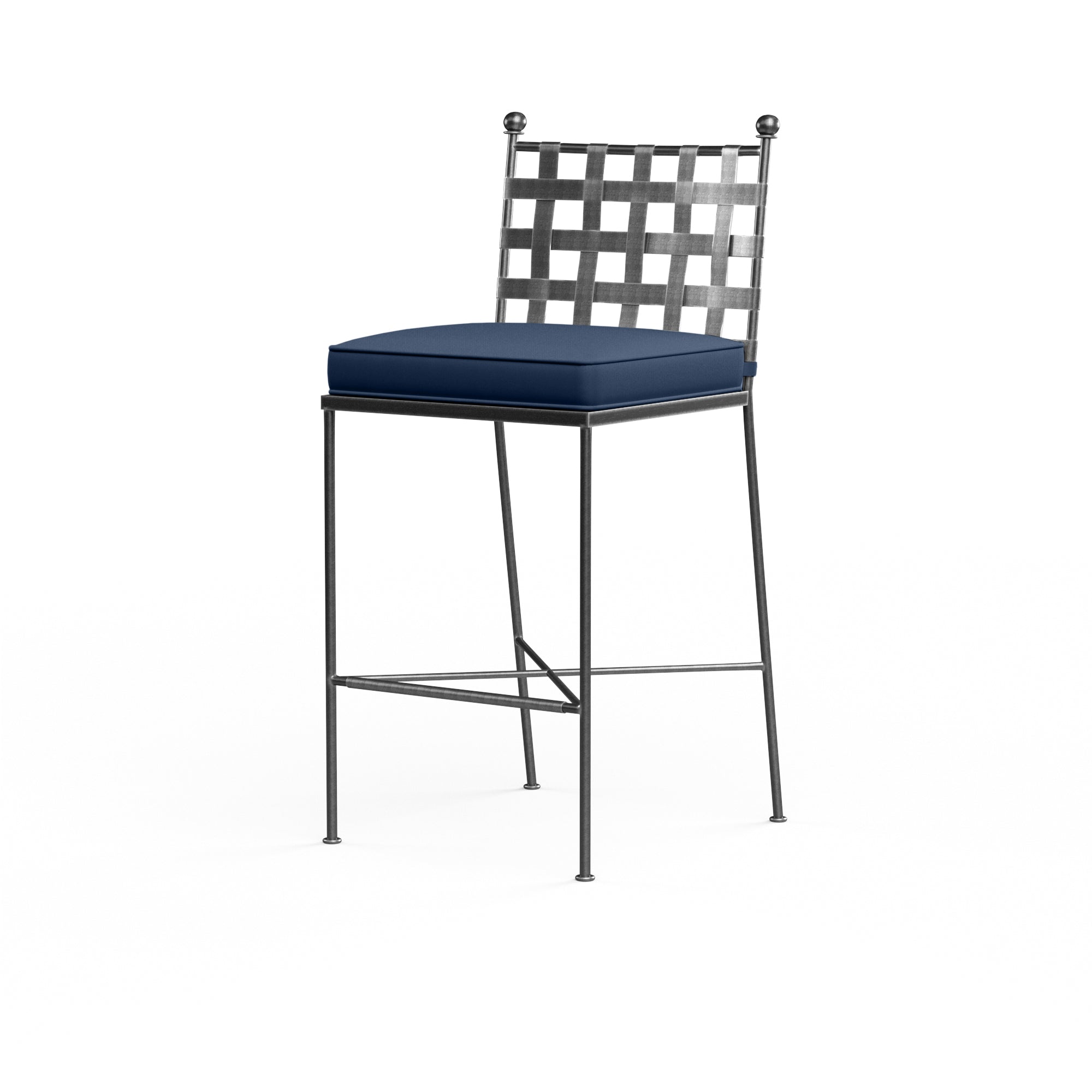 Sunset West Provence Wrought Iron Barstool with Cushion