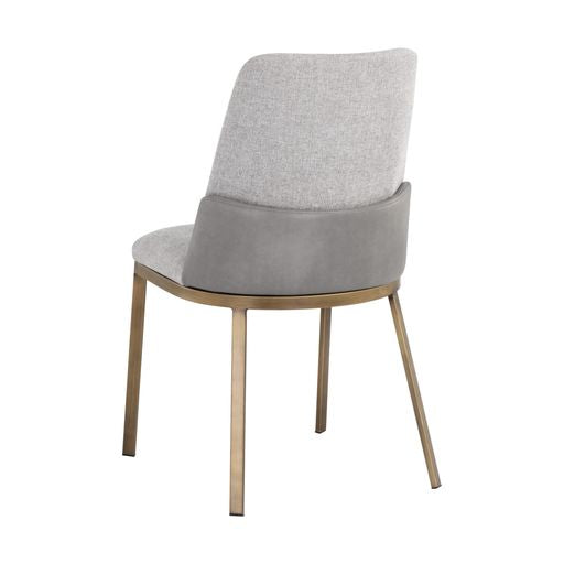 Sunpan Marie Dining Chair Belfast Heather Grey-Bravo Metal / Belfast Oatmeal-Bravo Cognac - Set of Two
