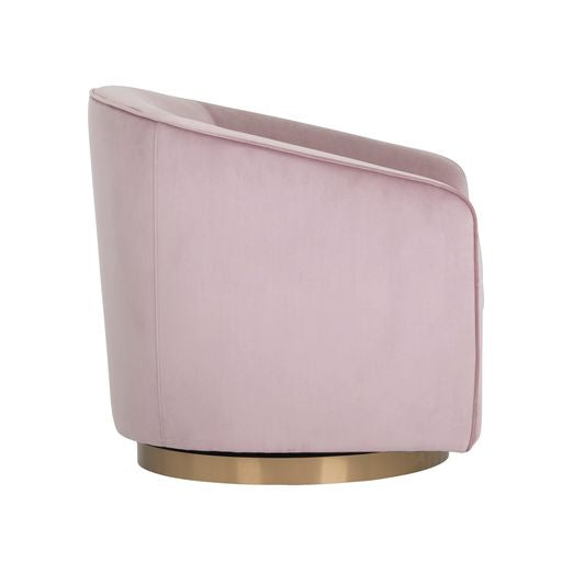 Sunpan Hazel Swivel Lounge Chair in Gold - Belfast Heather Grey / Black Sky / Blush Sky / Burgundy Sky / Deep Green Sky / Navy Blue Sky / Dark-Bronze Gold Sky