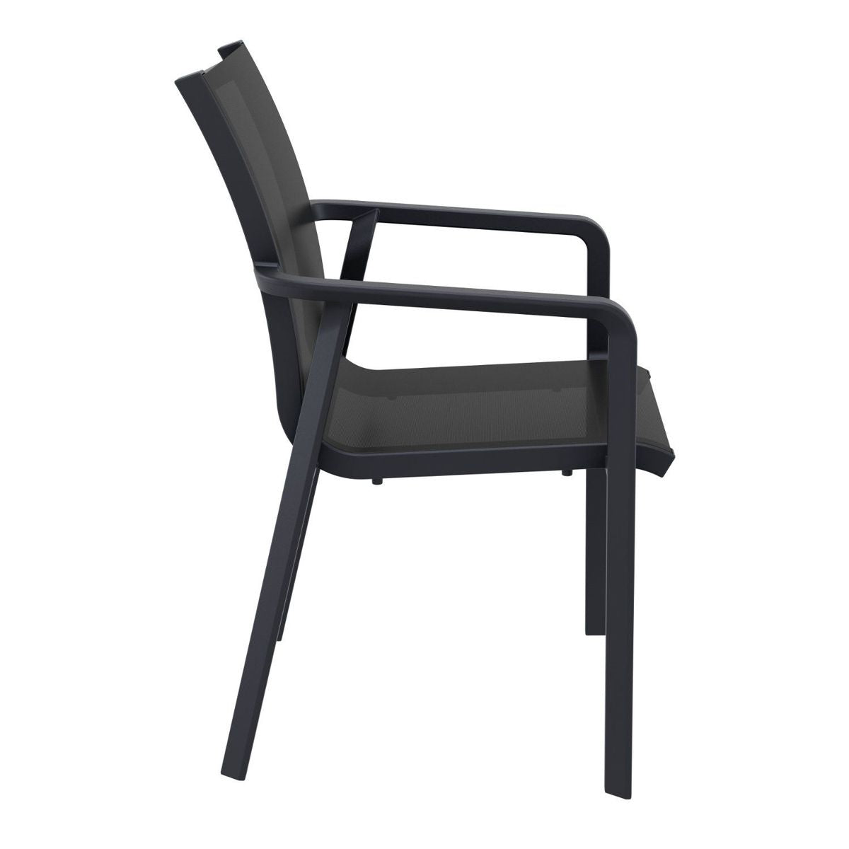Compamia Pacific Sling Arm Chair Black, Dark Gray Frame Black Sling, Taupe Frame Taupe Sling, White Frame White Sling- Set of 4
