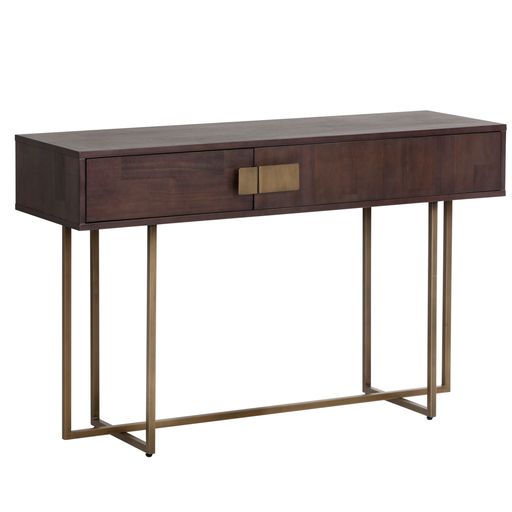 Sunpan Jade Console Table Antique Brass-Dark Mango / Antique Silver-Ash Grey