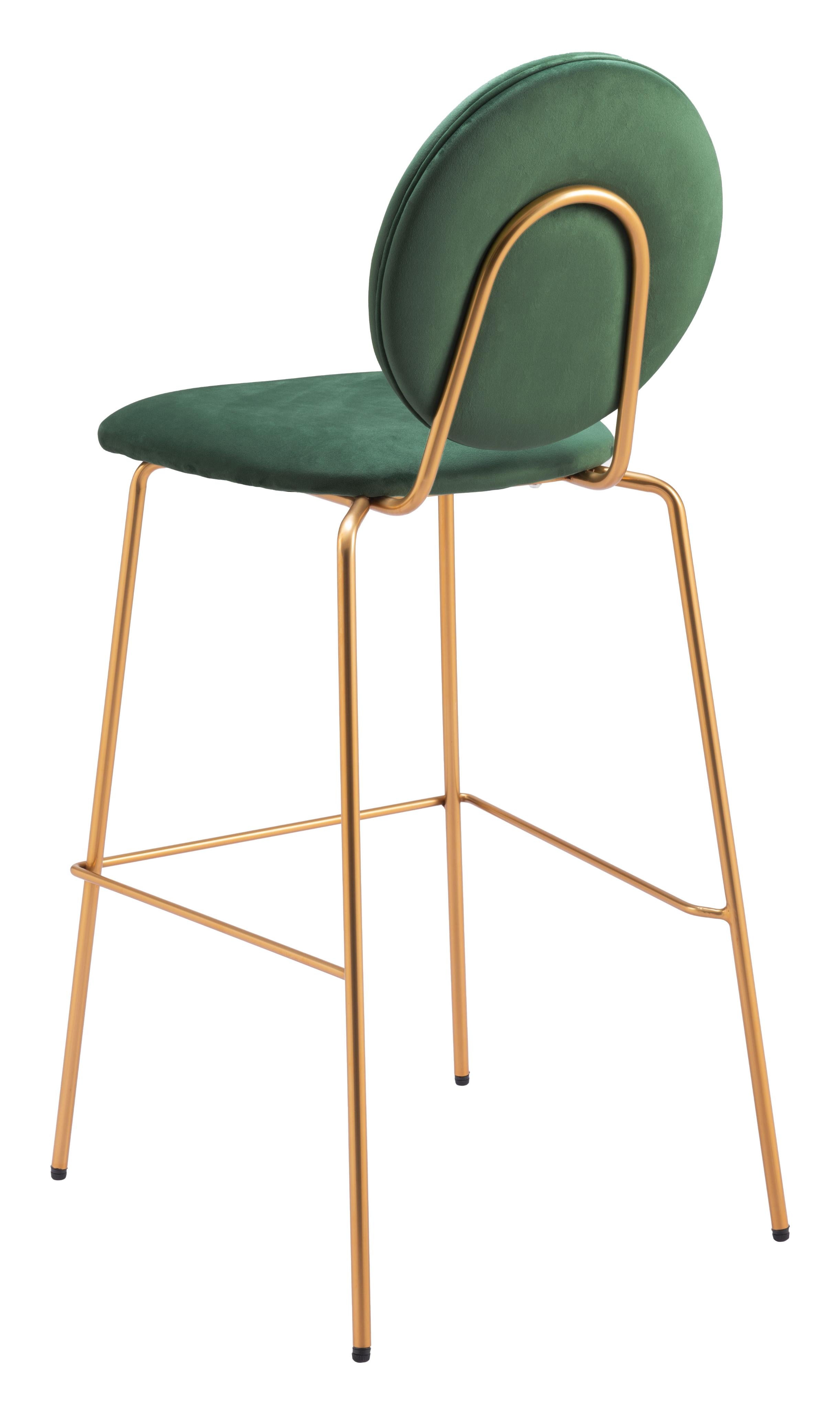 Zuo Modern Odessa Barstool in Green & Gold