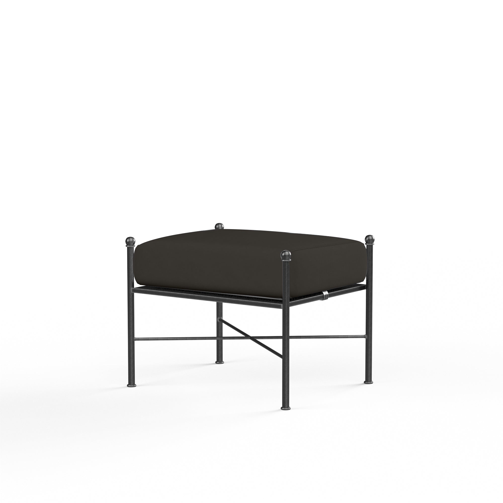 Sunset West Provence Wrought Iron Ottoman with Cushion