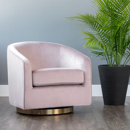 Sunpan Hazel Swivel Lounge Chair in Gold - Belfast Heather Grey / Black Sky / Blush Sky / Burgundy Sky / Deep Green Sky / Navy Blue Sky / Dark-Bronze Gold Sky