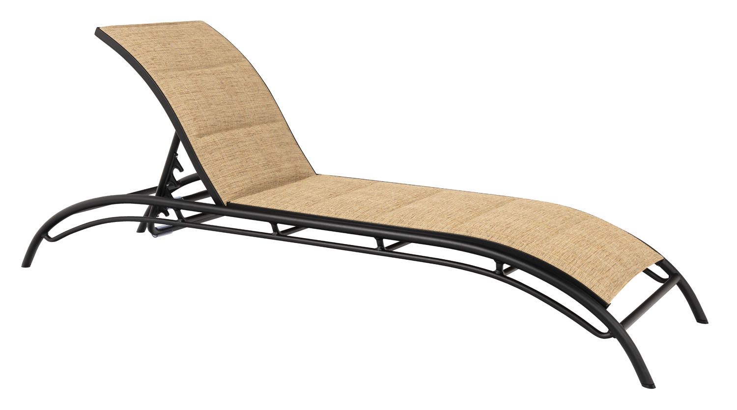 Woodard Orion Padded Sling Chaise Lounge, Aged Teak, Augustine Alloy (Grade A), Grade A Fabric, Garden Chairs, Chaises, Orion, Aluminum, Chaise Lounge, Curved, Outdoor