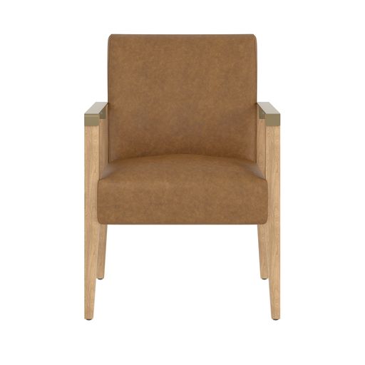Sunpan Earl Dining Armchair in Ash Grey - Brentwood Charcoal / Natural - Pecan Leather