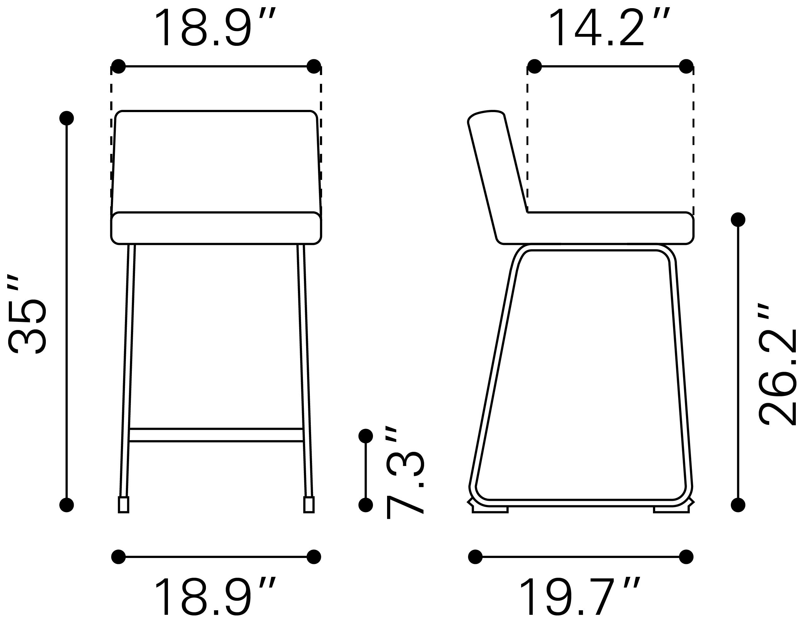 Zuo Modern Pago Counter Stool in Brown