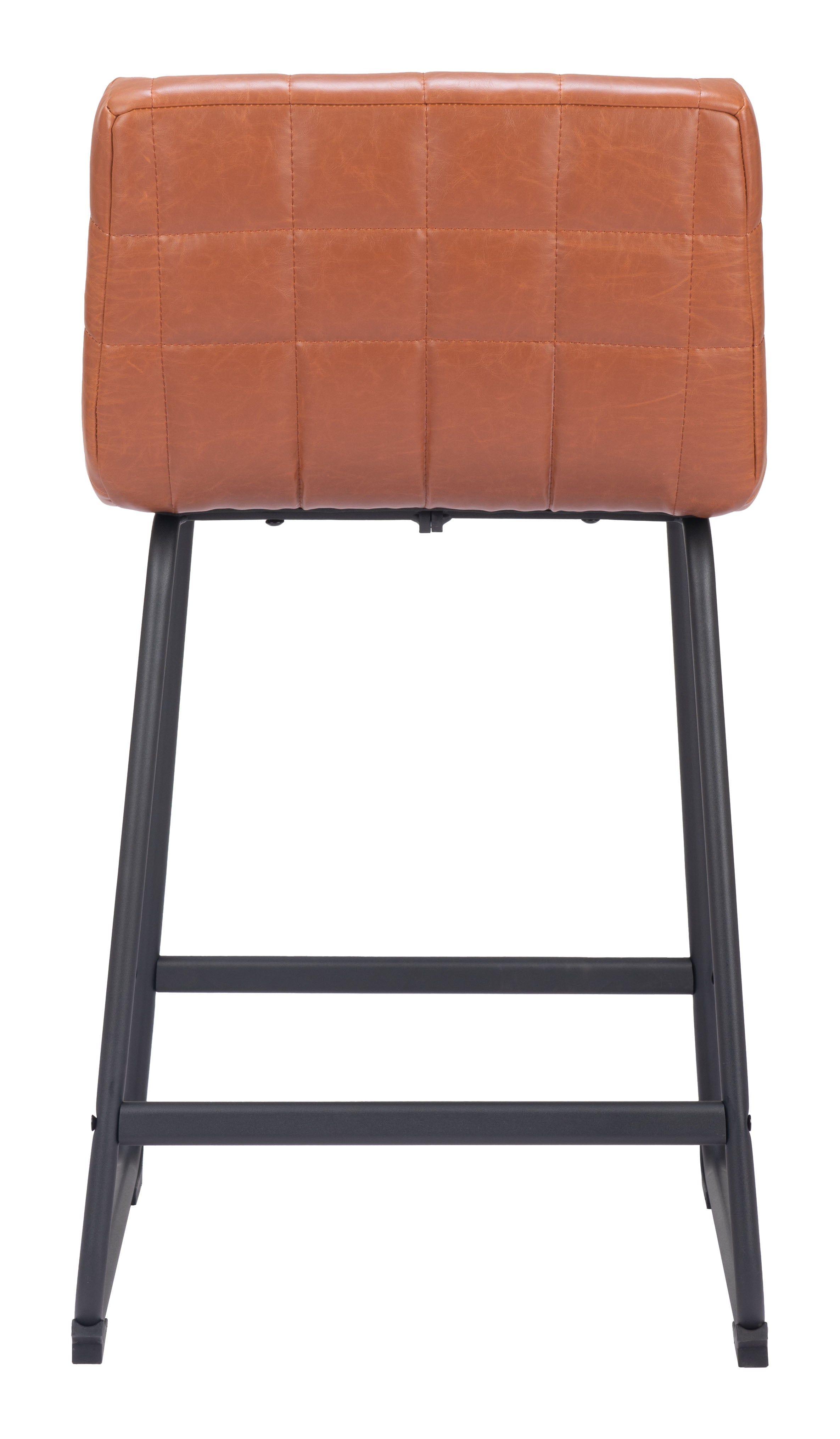 Zuo Modern Pago Counter Stool in Brown, Counter Stools, Steel, Curved, Cross Legs, Indoor