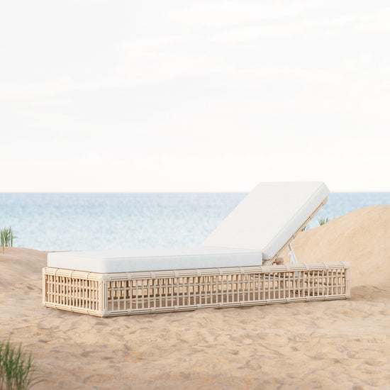 Azzurro Living Paloma Lounge Chair With Matte White Aluminum Frame And Almond All-Weather Wicker