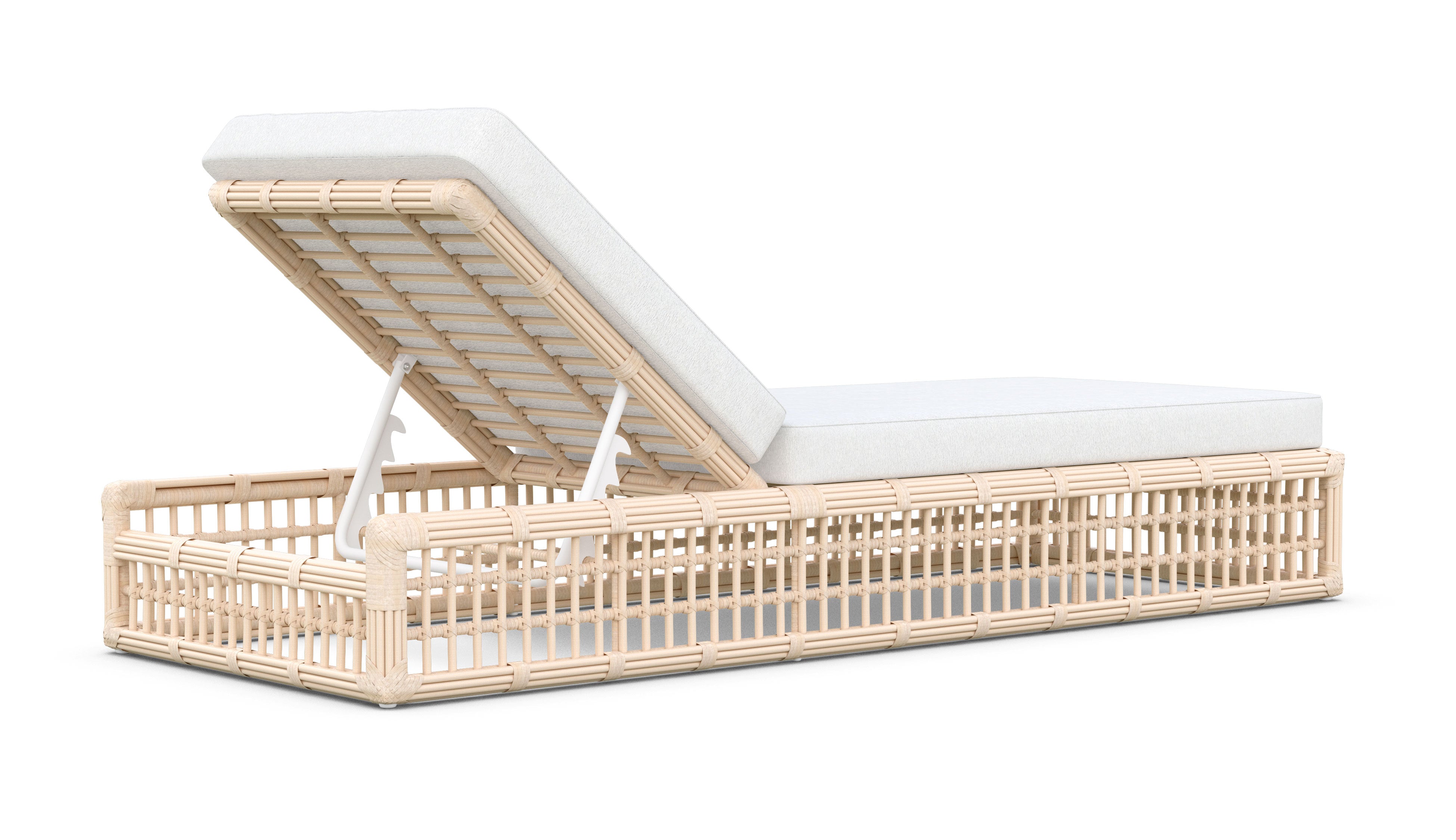 Azzurro Living Paloma Lounge Chair With Matte White Aluminum Frame And Almond All-Weather Wicker