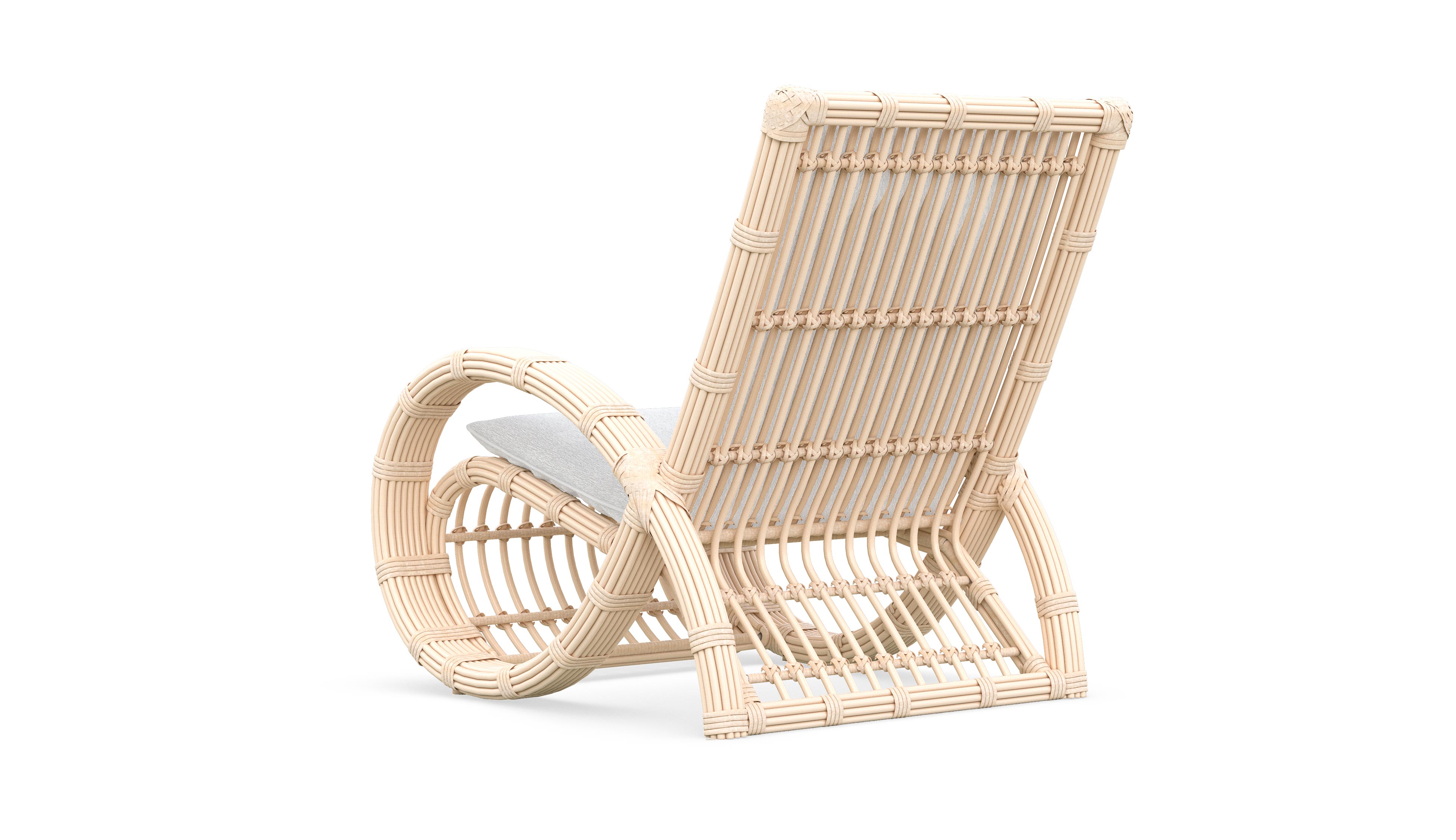 Azzurro Living Paloma Club Chair In Matte White Aluminum Frame And Almond All-Weather Wicker